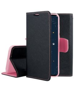 Tel1 Fancy Diary Case Θήκη Πορτοφόλι με δυνατότητα Stand Black / Pink (Huawei P40 Lite)