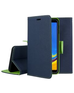 Tel1 Fancy Diary Case Θήκη Πορτοφόλι με δυνατότητα Stand Navy / Lime (Huawei Y5P / Honor 9s)