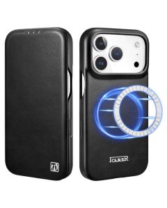 iCarer Curved Edge Genuine Leather Folio MagSafe Case Δερμάτινη Θήκη Black (iPhone 17 Pro) - MT82604