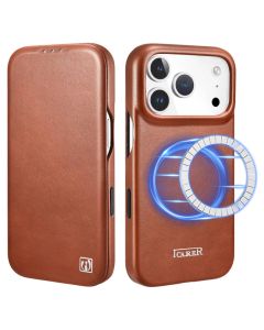 iCarer Curved Edge Genuine Leather Folio MagSafe Case Δερμάτινη Θήκη Retro Brown (iPhone 17 Pro) - MT82603