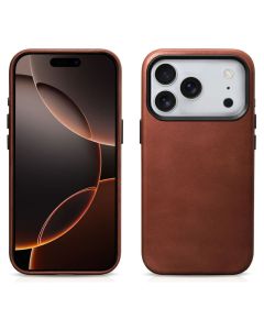 iCarer Genuine Leather Back MagSafe Case With Camera Button Δερμάτινη Θήκη Retro Brown (iPhone 17 Pro) - MT82600