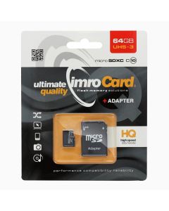 Imro Memory Card microSDHC 64GB - Class 10 UHS-3 with Adapter - MT51290
