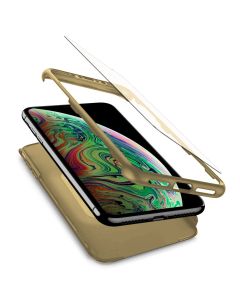 360 Full Cover Case & Tempered Glass - Gold (iPhone 11)