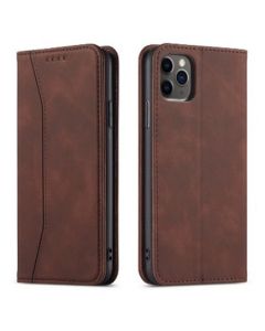 Bodycell PU Leather Book Case Θήκη Πορτοφόλι με Stand - Dark Brown (iPhone 12 / 12 Pro)