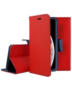 Tel1 Fancy Diary Θήκη Πορτοφόλι με δυνατότητα Stand Red / Navy (iPhone X / Xs) - MT31361
