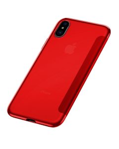 Baseus Touchable Gel TPU Flip Cover Case with Glass Front Panel (WIAPIPH65-TS09) Red (iPhone Xs Max)