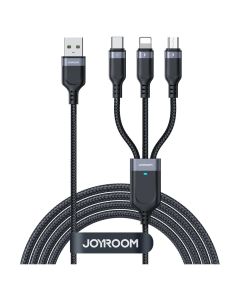 Joyroom S-1T3018A18 Usb Cable 3in1 Καλώδιο Φόρτισης micro USB / Lightning / USB-C 3.5A - 1.2m Black