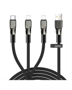 Joyroom S-1335K4 3in1 USB to 2x Lightning / Type-C 3,5A Καλώδιο Φόρτισης 1.3m - Black