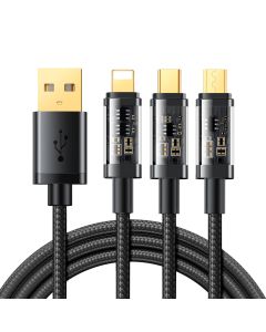 Joyroom S-1T3015A5 Usb Cable 3in1 Καλώδιο Φόρτισης micro USB / Lightning / USB-C 3.5A - 1.2m Μαύρο