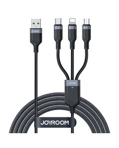 Joyroom S-1T3018A18 Usb Cable 3in1 Καλώδιο Φόρτισης micro USB / Lightning / USB-C 3.5A - 0.3m Black