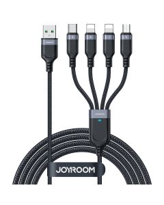 Joyroom S-1T4018A18 4in1 Cable USB to 2x Lightning / Type-C / micro USB Καλώδιο Φόρτισης και Μεταφοράς Δεδομένων 1.2m - Black