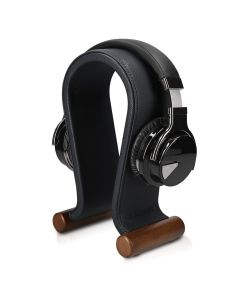 Navaris Omega Headphone Stand Ξύλινη Βάση Στήριξης Ακουστικών με Κάλυμμα από Συνθετικό Δέρμα (48110.01) Μαύρο