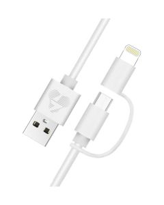 POWERTECH PT-707 MFI Certified USB to Micro USB / Lightning Cable Καλώδιο 1m - White