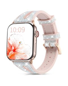 Kingxbar New Chameleon Crystal Bracelet Silicone Wristband Silver - Apple Watch 38/40/41mm (1/2/3/4/5/6/7/8/9/SE)