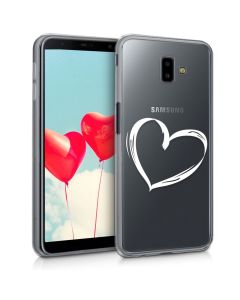 KWmobile Slim Fit Gel Case Brushed Heart (46447.01) Θήκη Σιλικόνης Διάφανη / Λευκή (Samsung Galaxy J6 Plus 2018)