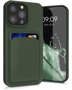 KWmobile TPU Silicone Case with Card Holder Slot (55969.80) Dark Green (iPhone 13 Pro)