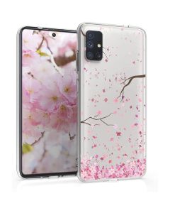 KWmobile Slim Fit Gel Case Cherry Blossoms (53351.01) Θήκη Σιλικόνης Διάφανη / Ροζ (Samsung Galaxy M51)