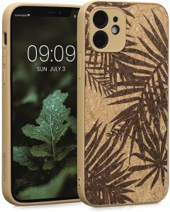 KWmobile Hard Cork Case with TPU Bumper Θήκη από φελλό (58122.01) Palm Leaves Dark Brown (iPhone 11)