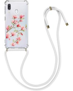 KWmobile Crossbody Silicone Case with Neck Cord Lanyard Strap (49349.01) Magnolia (Samsung Galaxy A40)