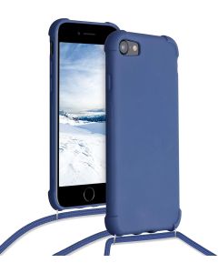 KWmobile Crossbody Silicone Case with Neck Cord Lanyard Strap (49920.17) Dark Blue (iPhone 7 / 8 / SE 2020 / 2022)