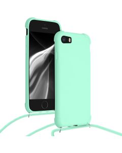 KWmobile Crossbody Silicone Case with Neck Cord Lanyard Strap (49920.71) Mint (iPhone 7 / 8 / SE 2020 / 2022)