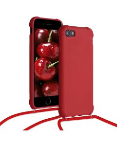 KWmobile Crossbody Silicone Case with Neck Cord Lanyard Strap (49920.09) Red (iPhone 7 / 8 / SE 2020 / 2022)