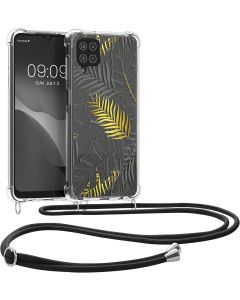 KWmobile Crossbody Silicone Case with Neck Cord Lanyard Strap (56028.01) Palm Leaves (Samsung Galaxy A12)