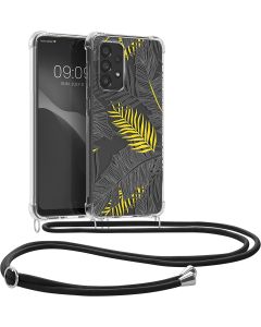 KWmobile Crossbody Silicone Case with Neck Cord Lanyard Strap (58233.01) Palm Leaves (Samsung Galaxy A33 5G)