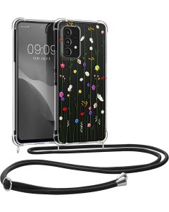 KWmobile Crossbody Silicone Case with Neck Cord Lanyard Strap (58234.06) Wildflower Vines (Samsung Galaxy A53 5G)