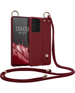 KWmobile Crossbody Silicone Case with Neck Cord Lanyard and Hand Strap (54871.190) Tawny Red (Samsung Galaxy A52 / A52s)