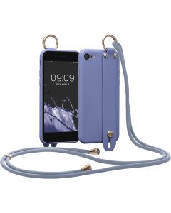 KWmobile Crossbody Silicone Case with Neck Cord Lanyard and Hand Strap (55105.130) Lavender Grey (iPhone 7 / 8 / SE 2020 / 2022)
