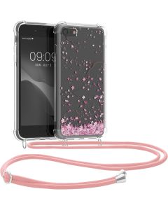 KWmobile Crossbody Silicone Case with Neck Cord Lanyard Strap (48478.12) Cherry Blossoms (iPhone 7 / 8 / SE 2020 / 2022)