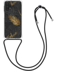 KWmobile Crossbody Silicone Case with Neck Cord Lanyard Strap (57738.02) Palm Leaves (Samsung Galaxy A32 5G)