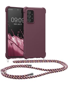 KWmobile Crossbody Silicone Case with Neck Cord Lanyard Strap (58558.187) Bordeaux Violet (Samsung Galaxy A52 / A52s)