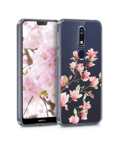 KWmobile Slim Fit Gel Case Magnolia (46634.02) Θήκη Σιλικόνης Διάφανη / Ροζ (Nokia 7.1 2018)