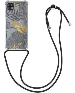 KWmobile Crossbody Silicone Case with Neck Cord Lanyard Strap (55490.02) Palm Leaves (Samsung Galaxy A22 5G)