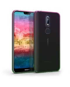 KWmobile TPU Silicone Case (46634.04) Dark Pink / Green / Transparent (Nokia 7.1 2018)