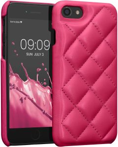 KWmobile Quilted Puffer PU Leather Case (59444.77) Neon Pink (iPhone 7 / 8 / SE 2020 / 2022)