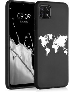 KWmobile TPU Silicone Case (55248.02) Travel Outline White / Black (Samsung Galaxy A22 5G)