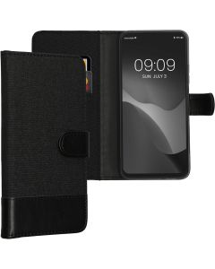 KWmobile Canvas Wallet Case (61171.73) Θήκη Πορτοφόλι με δυνατότητα Stand‏ Anthracite / Black (Xiaomi Redmi Note 12 4G)