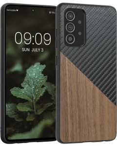 KWmobile Hard Plastic Carbon / Wood Case (58667.01) Black / Brown (Samsung Galaxy A52 / A52s)