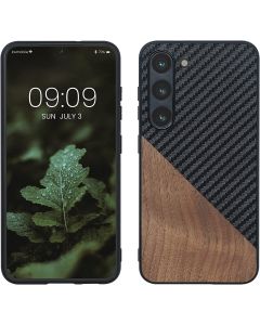 KWmobile Hard Plastic Carbon / Wood Case (60504.01) Black / Brown (Samsung Galaxy S23)
