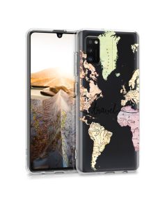 KWmobile Slim Fit Gel Case World Map Travel (52256.02) Θήκη Σιλικόνης Διάφανη (Samsung Galaxy A41)