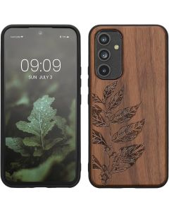 KWmobile Wooden Case Leaves and Berries (60799.06) Θήκη Ξύλινη Dark Brown (Samsung Galaxy A54 5G)