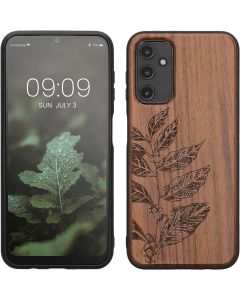 KWmobile Wooden Case Leaves and Berries (60817.05) Θήκη Ξύλινη Dark Brown (Samsung Galaxy A14 4G / 5G)