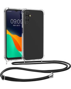 KWmobile Crossbody Silicone Case with Black Neck Cord Lanyard Strap (61193.03) Διάφανη (Samsung Galaxy A14 4G / 5G)