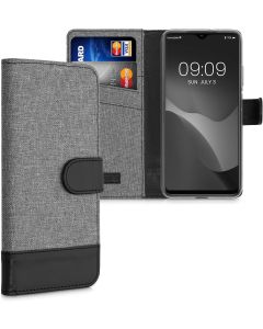 KWmobile Canvas Wallet Case (56897.22) Θήκη Πορτοφόλι με δυνατότητα Stand‏ Grey / Black (Xiaomi Redmi 9T)