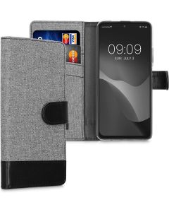 KWmobile Canvas Wallet Case (56902.22) Θήκη Πορτοφόλι με δυνατότητα Stand‏ Grey / Black (Xiaomi Poco M4 Pro 5G / Redmi Note 11T 5G / 11S 5G)