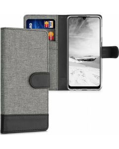 KWmobile Canvas Wallet Case (56246.22) Θήκη Πορτοφόλι με δυνατότητα Stand‏ Grey / Black (Samsung Galaxy A22 4G)