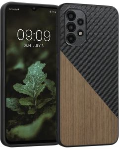 KWmobile Hard Plastic Carbon / Wood Case (58670.01) Black / Brown (Samsung Galaxy A13 4G)